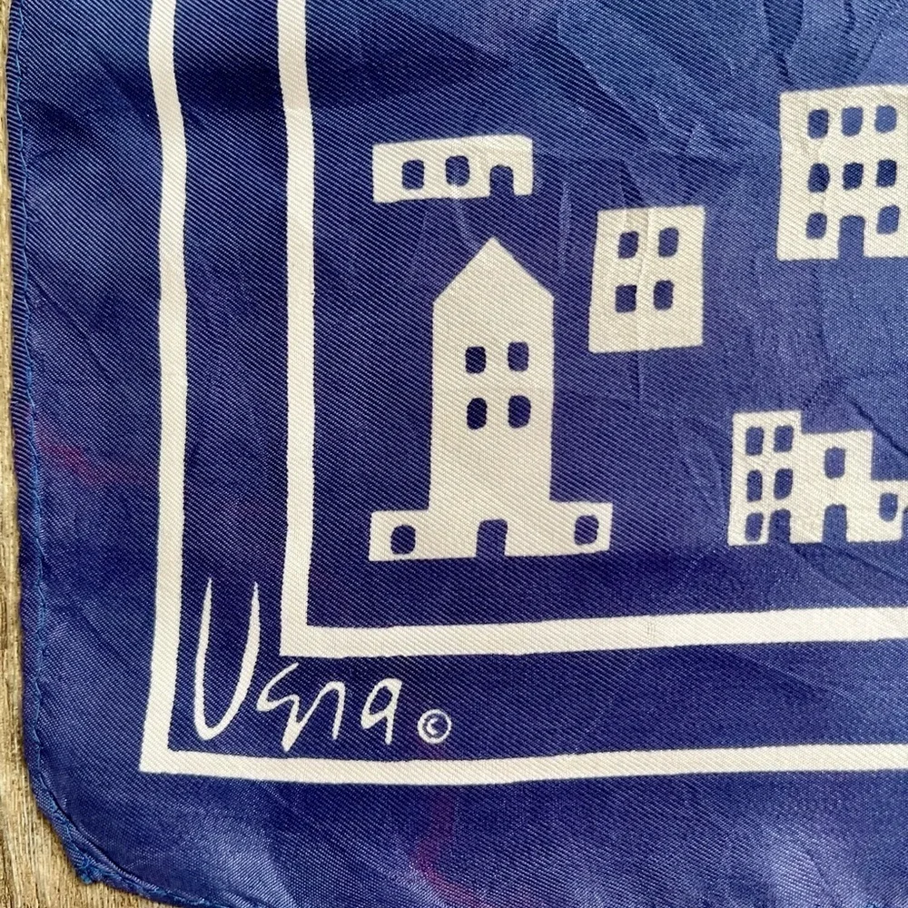 Navy and White Patterned Scarf